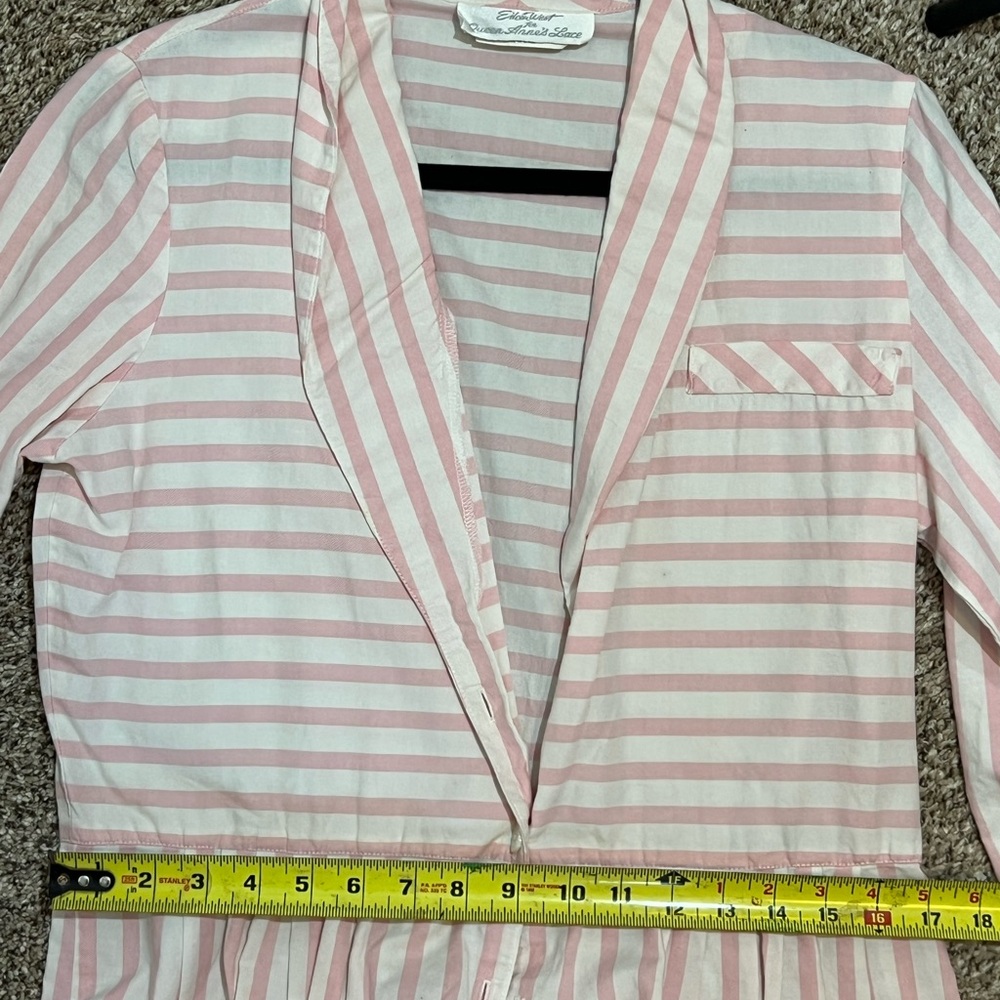 Vintage Eileen West Womens Pink & White Striped Button-Front Dress - Picture 3 of 4